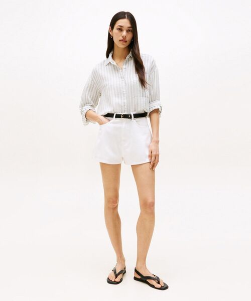 TOMMY HILFIGER（トミーヒルフィガー）の「リネンイージーシャツ（シャツ/ブラウス・レディース・ブラック/ホワイト・34inch/36inch）」の5枚目の写真
