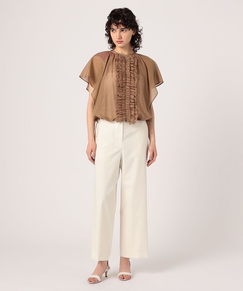 TOMORROWLAND / トゥモローランド コットンシルクシャンブレー ラッフルブラウス コットンシルクシャンブレー ラッフルブラウス | maison