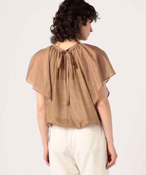 【TOMORROWLAND collection】コットンシルクシャンブレー ラッフルブラウス TOMORROWLAND｜コットンシルクシャンブレー ラッフルブラウス