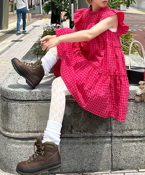 pium ティアードフリルミニワンピースギン ガムチェック ティアードフリルミニワンピース – pium