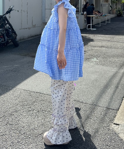 Alley Tokyo（アリートーキョー）の「ギンガムフリルティアードミニワンピ（ワンピース・レディース・サックスブルー/ピンク/ブラック・F）」の6枚目の写真