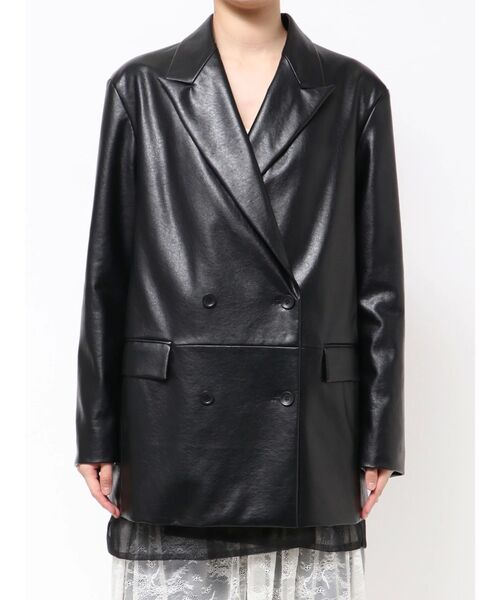 最終値下げ価格【omekashi】フェイクレザーテーラードジャケット 宅配便】フェイクレザージャケット／tops1838 | DAY CLOSET