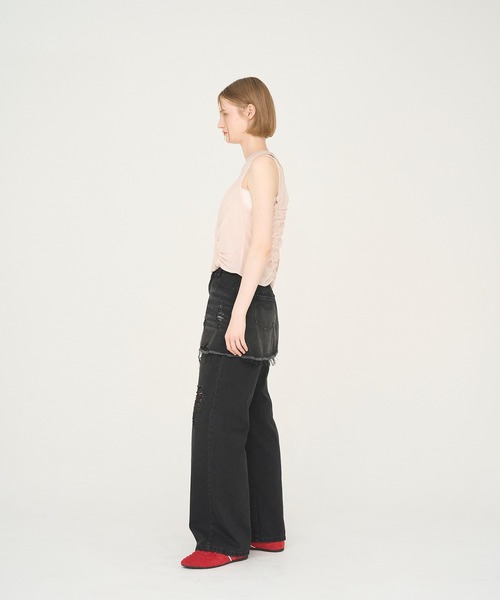 Nora Lily elle(ノラリリーエル)の「【Nora Lily】「elle」Skirted Wide Jean Pants(デニムパンツ・レディース・スカイブルー/ブラック・FREE)」の4枚目の写真