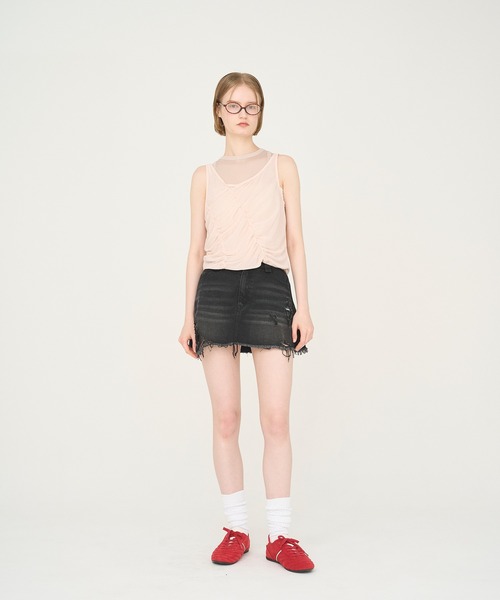 Nora Lily elle(ノラリリーエル)の「【Nora Lily】「elle」Skirted Wide Jean Pants(デニムパンツ・レディース・スカイブルー/ブラック・FREE)」の6枚目の写真