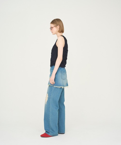 Nora Lily elle(ノラリリーエル)の「【Nora Lily】「elle」Skirted Wide Jean Pants(デニムパンツ・レディース・スカイブルー/ブラック・FREE)」の15枚目の写真