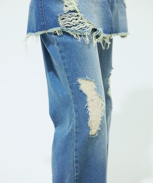 Nora Lily elle(ノラリリーエル)の「【Nora Lily】「elle」Skirted Wide Jean Pants(デニムパンツ・レディース・スカイブルー/ブラック・FREE)」の21枚目の写真