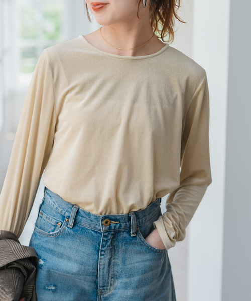 Spick & Span（スピックアンドスパン）の「シアーベロアプルオーバー（Tシャツ/カットソー・レディース・ブラック/ライトグレー/ベージュ・FREE）」の12枚目の写真
