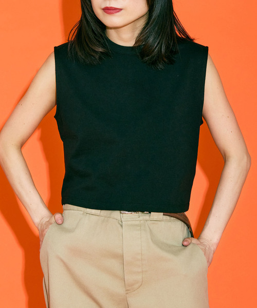 CITYSHOP（シティーショップ）の「[THE MOOD] ノースリーブショートTEE（Tシャツ/カットソー・レディース・ホワイト/ブラック・FREE）」の9枚目の写真