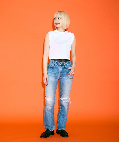 CITYSHOP（シティーショップ）の「[THE MOOD] ノースリーブショートTEE（Tシャツ/カットソー・レディース・ホワイト/ブラック・FREE）」の12枚目の写真