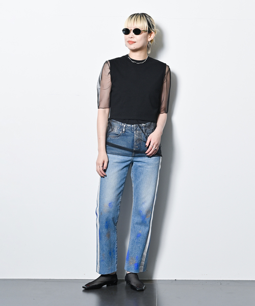 CITYSHOP（シティーショップ）の「[THE MOOD] ノースリーブショートTEE（Tシャツ/カットソー・レディース・ホワイト/ブラック・FREE）」の13枚目の写真