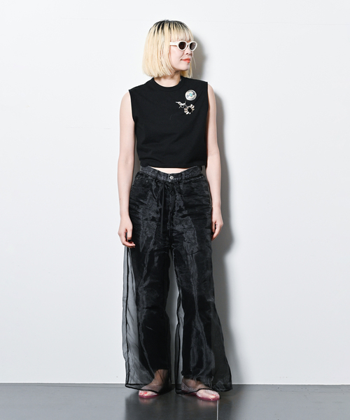 CITYSHOP（シティーショップ）の「[THE MOOD] ノースリーブショートTEE（Tシャツ/カットソー・レディース・ホワイト/ブラック・FREE）」の14枚目の写真