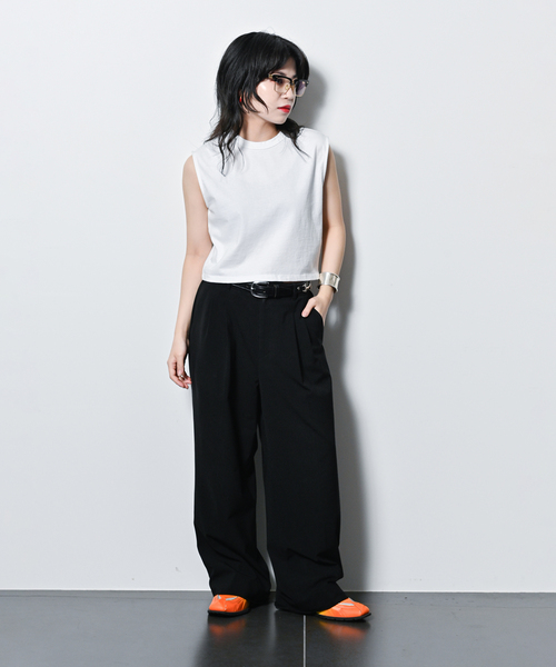 CITYSHOP（シティーショップ）の「[THE MOOD] ノースリーブショートTEE（Tシャツ/カットソー・レディース・ホワイト/ブラック・FREE）」の15枚目の写真