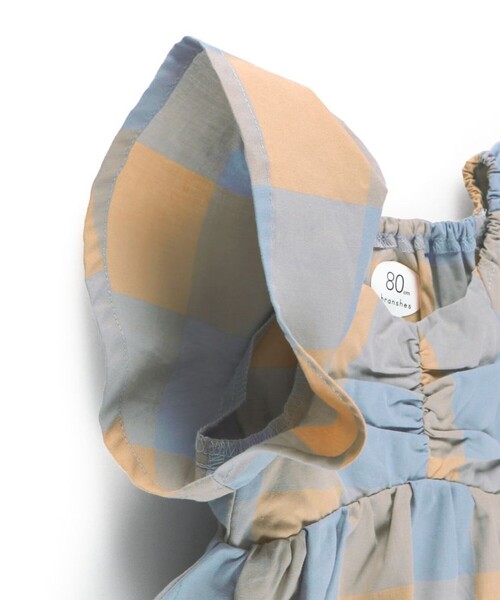 BRANSHES(ブランシェス)の「【おそろい】ブロックチェックカバーオール(ロンパース・キッズ・グリーン/ピンク・70/80)」の11枚目の写真