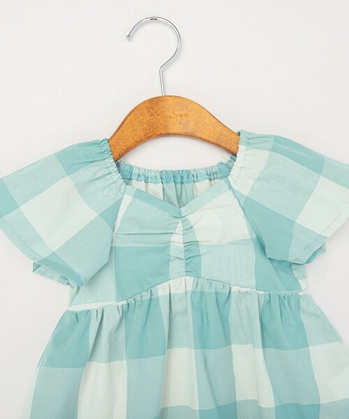 BRANSHES(ブランシェス)の「【おそろい】ブロックチェックカバーオール(ロンパース・キッズ・グリーン/ピンク・70/80)」の4枚目の写真