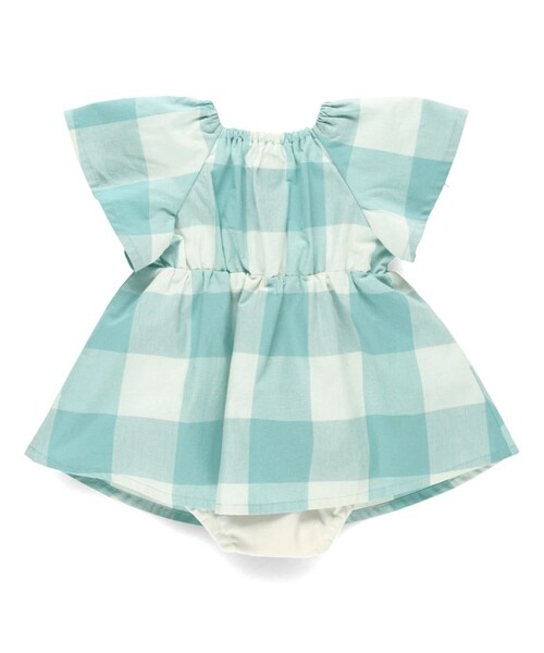 BRANSHES(ブランシェス)の「【おそろい】ブロックチェックカバーオール(ロンパース・キッズ・グリーン/ピンク・70/80)」の3枚目の写真