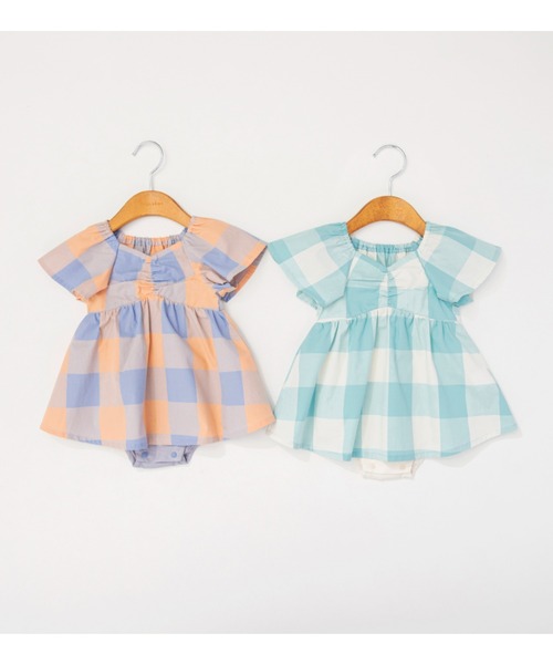 BRANSHES(ブランシェス)の「【おそろい】ブロックチェックカバーオール(ロンパース・キッズ・グリーン/ピンク・70/80)」の15枚目の写真