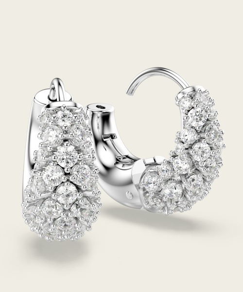 SWAROVSKI(スワロフスキー)の「【公式】【スワロフスキー】Sublima ピアス, ホワイト, ロジウム・プレーティング(ピアス(両耳用)・レディース・ホワイト・ONESIZE)」の4枚目の写真