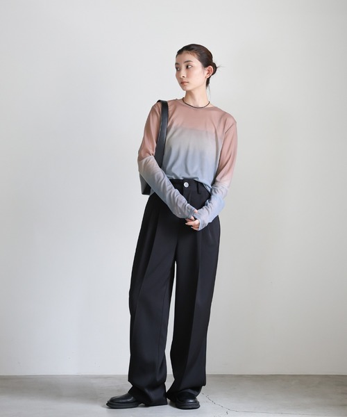 select MOCA(セレクトモカ)の「グラデーションパワーメッシュトップス(Tシャツ/カットソー・レディース・サックスブルー/グリーン/モカ・FREE)」の4枚目の写真