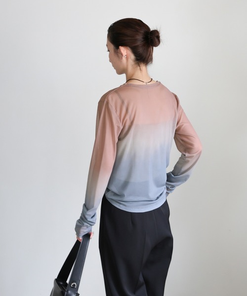 select MOCA(セレクトモカ)の「グラデーションパワーメッシュトップス(Tシャツ/カットソー・レディース・サックスブルー/グリーン/モカ・FREE)」の12枚目の写真