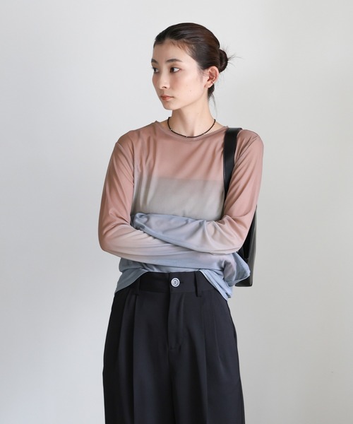 select MOCA(セレクトモカ)の「グラデーションパワーメッシュトップス(Tシャツ/カットソー・レディース・サックスブルー/グリーン/モカ・FREE)」の8枚目の写真