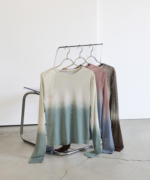 select MOCA(セレクトモカ)の「グラデーションパワーメッシュトップス(Tシャツ/カットソー・レディース・サックスブルー/グリーン/モカ・FREE)」の13枚目の写真