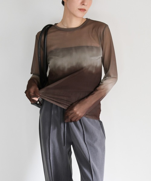 select MOCA(セレクトモカ)の「グラデーションパワーメッシュトップス(Tシャツ/カットソー・レディース・サックスブルー/グリーン/モカ・FREE)」の15枚目の写真