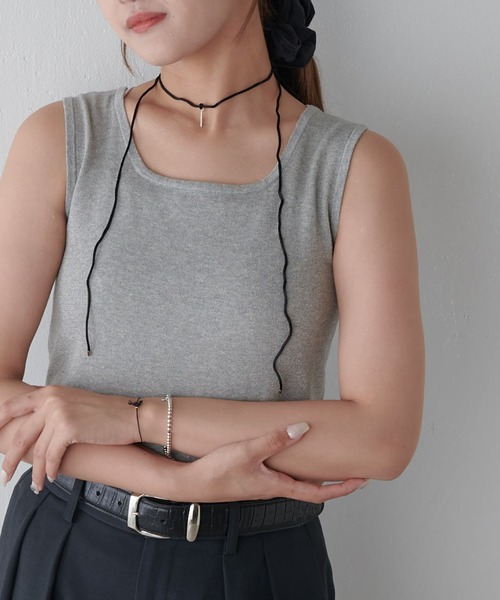 Lui's(ルイス)の「ラメ2WAYタンクトップ(Tシャツ/カットソー・レディース・グレー/シルバー/ブラック/ブラウン・FREE)」の3枚目の写真