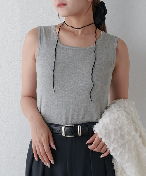 Lui's(ルイス)の「ラメ2WAYタンクトップ(Tシャツ/カットソー・レディース・グレー/シルバー/ブラック/ブラウン・FREE)」の9枚目の写真