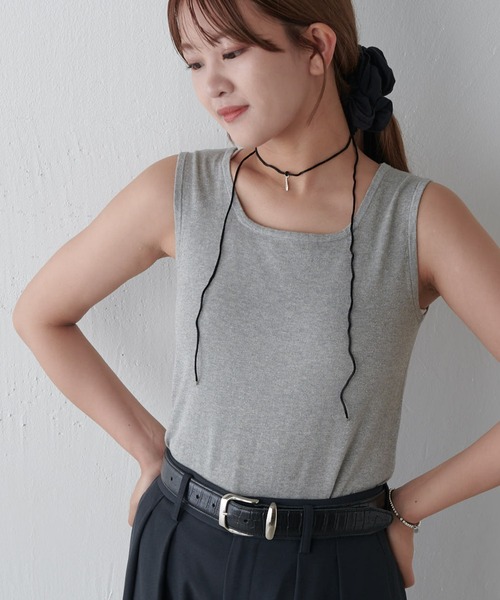 Lui's(ルイス)の「ラメ2WAYタンクトップ(Tシャツ/カットソー・レディース・グレー/シルバー/ブラック/ブラウン・FREE)」の5枚目の写真