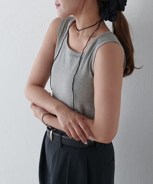 Lui's(ルイス)の「ラメ2WAYタンクトップ(Tシャツ/カットソー・レディース・グレー/シルバー/ブラック/ブラウン・FREE)」の7枚目の写真