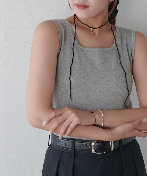 Lui's(ルイス)の「ラメ2WAYタンクトップ(Tシャツ/カットソー・レディース・グレー/シルバー/ブラック/ブラウン・FREE)」の6枚目の写真