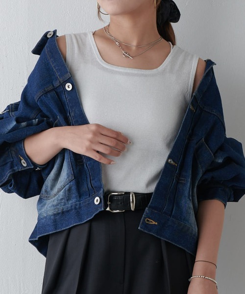 Lui's(ルイス)の「ラメ2WAYタンクトップ(Tシャツ/カットソー・レディース・グレー/シルバー/ブラック/ブラウン・FREE)」の16枚目の写真