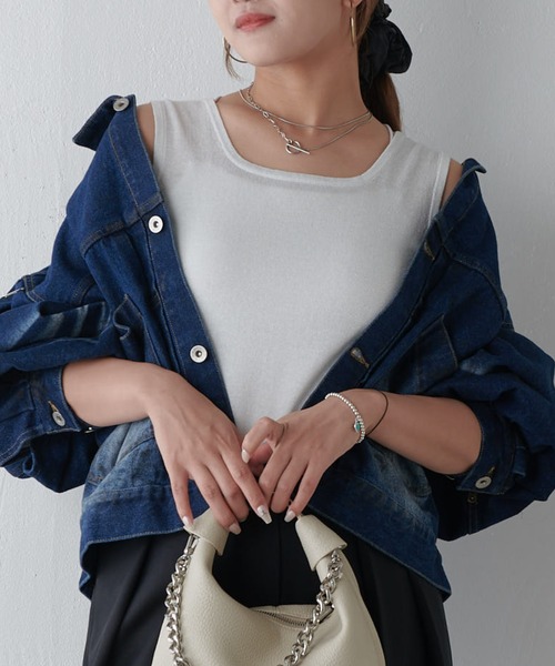 Lui's(ルイス)の「ラメ2WAYタンクトップ(Tシャツ/カットソー・レディース・グレー/シルバー/ブラック/ブラウン・FREE)」の17枚目の写真