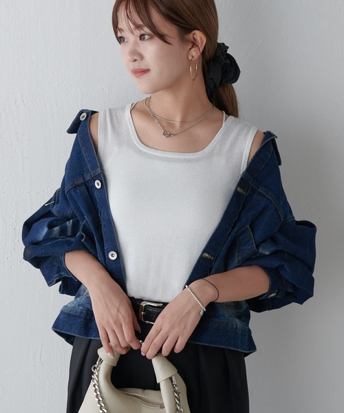 Lui's(ルイス)の「ラメ2WAYタンクトップ(Tシャツ/カットソー・レディース・グレー/シルバー/ブラック/ブラウン・FREE)」の14枚目の写真