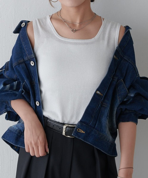 Lui's(ルイス)の「ラメ2WAYタンクトップ(Tシャツ/カットソー・レディース・グレー/シルバー/ブラック/ブラウン・FREE)」の12枚目の写真