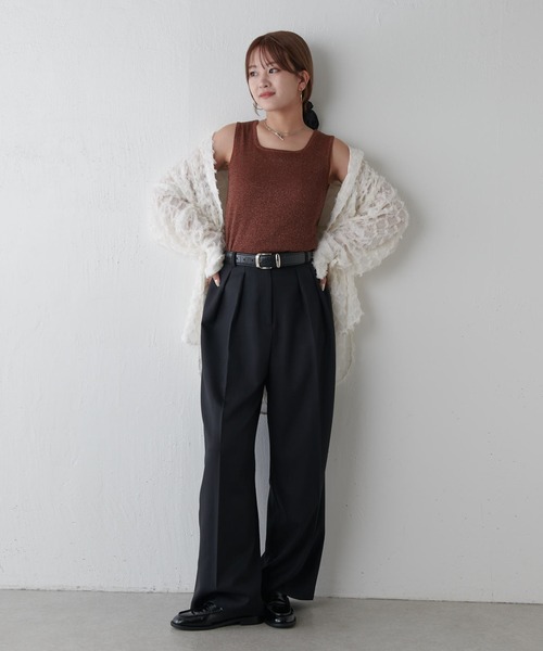 Lui's(ルイス)の「ラメ2WAYタンクトップ(Tシャツ/カットソー・レディース・グレー/シルバー/ブラック/ブラウン・FREE)」の21枚目の写真