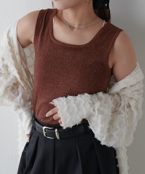 Lui's(ルイス)の「ラメ2WAYタンクトップ(Tシャツ/カットソー・レディース・グレー/シルバー/ブラック/ブラウン・FREE)」の20枚目の写真