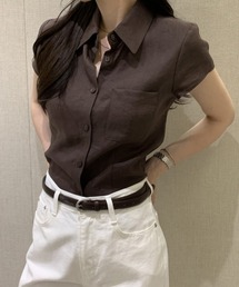 PIN（ピン）の「リネンタッチ 半袖シャツブラウス（シャツ/ブラウス）」