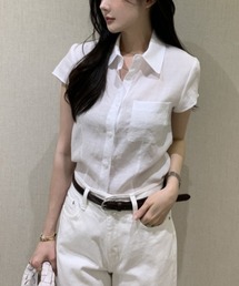 PIN（ピン）の「リネンタッチ 半袖シャツブラウス（シャツ/ブラウス）」