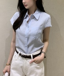 PIN（ピン）の「リネンタッチ 半袖シャツブラウス（シャツ/ブラウス）」