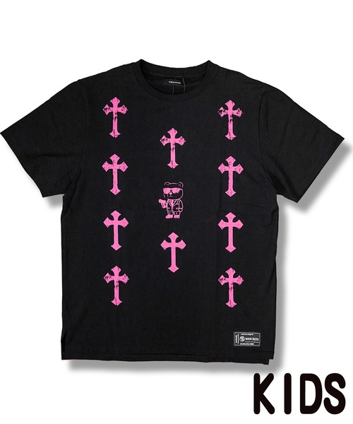 adamsJUGGLER(アダムスジャグラー)の「W/Rメニークロス&ベアーティーキッズ(Tシャツ/カットソー・キッズ・ホワイト/ブラック・110/120/130/150/100)」の2枚目の写真