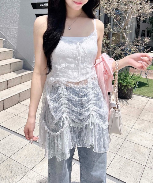 セール】【WEB限定】レースドロストキャミチュニック