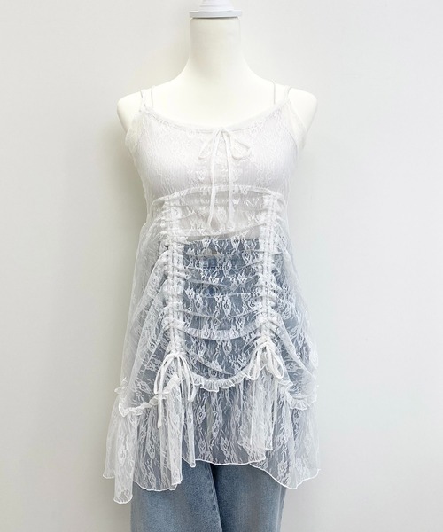 セール】【WEB限定】レースドロストキャミチュニック