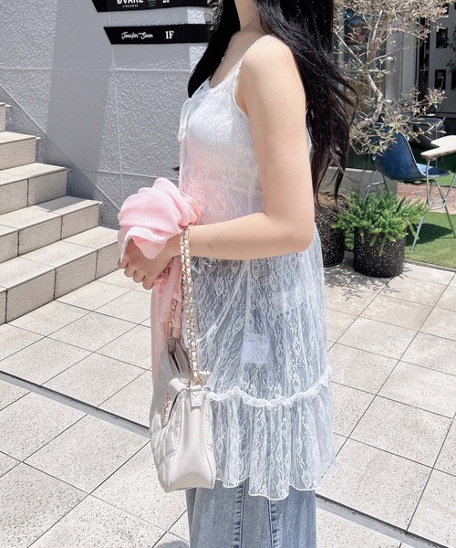 エグランティーヌ EGLANTINE デニムチュニック （ネイビー） ペプラムニットキャミソールチュニック＜大きいサイズ有＞GEVS