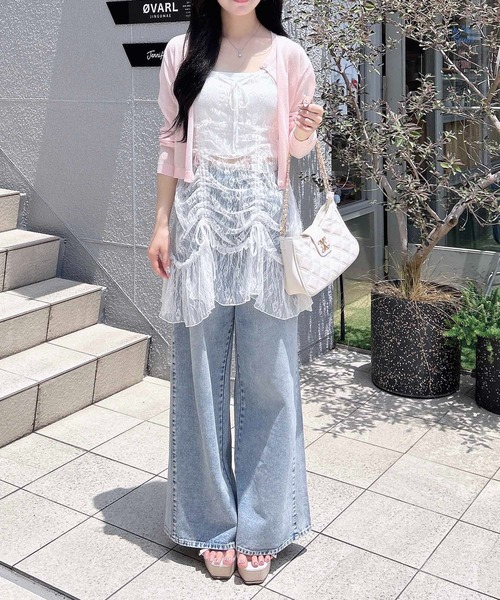 INGNI（イング）の「【WEB限定】レースドロストキャミチュニック（チュニック・レディース・ブラック/オフホワイト・M）」の11枚目の写真