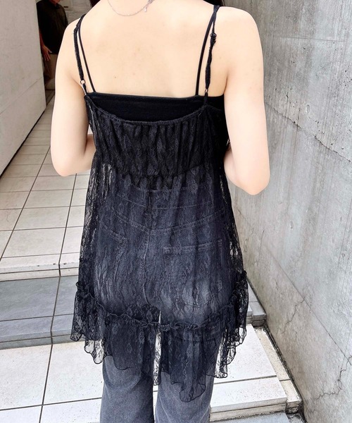 INGNI（イング）の「【WEB限定】レースドロストキャミチュニック（チュニック・レディース・ブラック/オフホワイト・M）」の7枚目の写真
