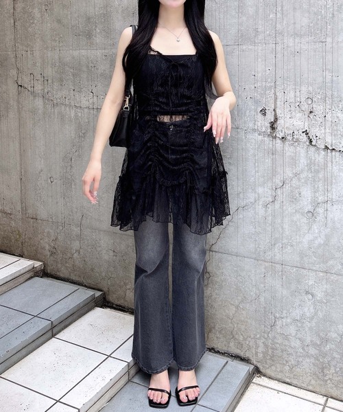 ⭐️専用☆未使用☆[598]NINEレースチュニック セール】【WEB限定】レースドロストキャミチュニック