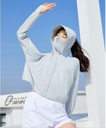 Ritzy（リッツィー）の「3色展開　UVカット紫外線防止速乾冷感素材　パーカーとフェイスカバー一体化ラッシュガード（ラッシュガード・レディース）」