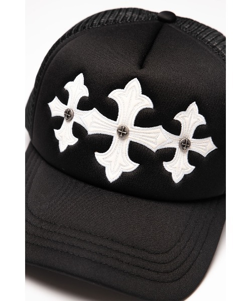 SUPPLIER（サプライヤー）の「メッシュキャップ｜Cross Leather Patch Mesh Cap｜SUPPLIER（キャップ・メンズ・ブラック・FREE）」の2枚目の写真