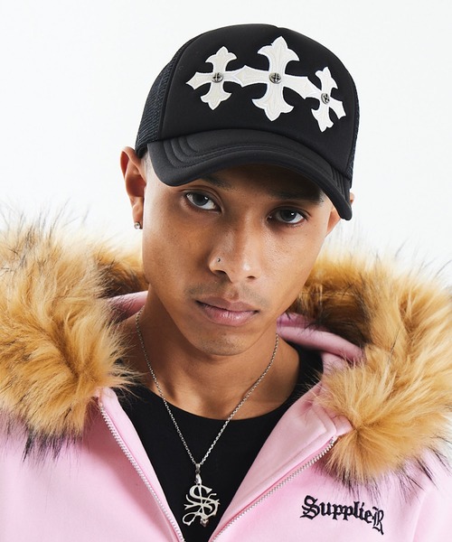 メッシュキャップ｜Cross Leather Patch Mesh Cap｜SUPPLIER（キャップ